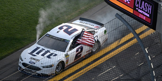 Brad Keselowski after his victory in the Advance Auto Parts Clash at Daytona.