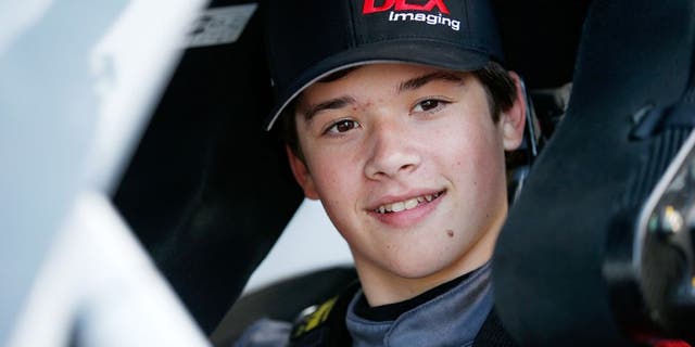 BRISTOL, TN - APRIL 15: Harrison Burton, driver of the #12 DEX Imaging/Konica Minolta Toyota, prepares to drive during practice for the NASCAR K&N Pro Series East PittLite 125 at Bristol Motor Speedway on April 14, 2016 in Bristol, Tennessee. (Photo by Todd Warshaw/NASCAR via Getty Images)