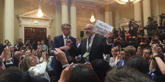 Sam Husseini, the communications director of the Institute for Public Accuracy in Washington D.C. and an opinion writer at the liberal magazine The Nation, was kicked out of the press conference between President Trump and Russian leader Vladimir Putin.