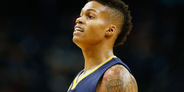 Nov 7, 2016; Charlotte, NC, USA; Indiana Pacers guard Joe Young (3) stands on the court in the second half against the Charlotte Hornets at Spectrum Center. The Hornets defeated the Pacers 122-100. Mandatory Credit: Jeremy Brevard-USA TODAY Sports