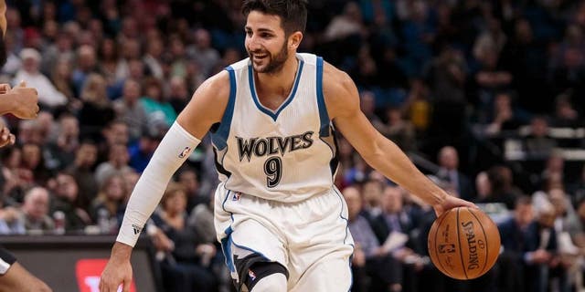 Dec 6, 2016; Minneapolis, MN, USA; Minnesota Timberwolves guard Ricky Rubio (9) dribbles in the second quarter against the San Antonio Spurs at Target Center. Mandatory Credit: Brad Rempel-USA TODAY Sports