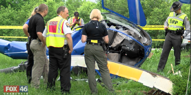 The helicopter clipped a home before crashing to the ground.