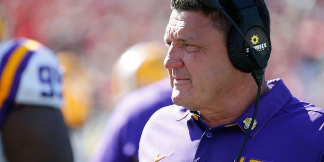 LSU Tigers head coach Ed Orgeron during the second half at Camping World Stadium on Dec 31, 2016. Mandatory Credit: Kim Klement-USA TODAY Sports