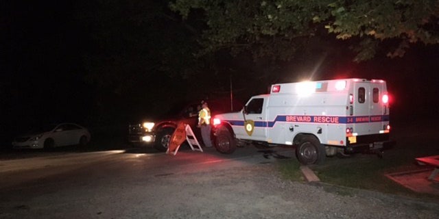 A road blocked near the scene of a manhunt in Transylvania County, North Carolina.