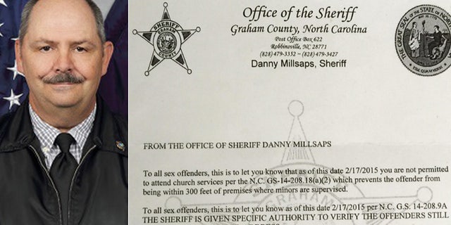 Graham County, NC, Sheriff Danny Millsaps, (l.), sent this letter to all 20 registered sex offenders living in his county. (North Carolina Sheriff's Association, Asheville Citizen-Times)