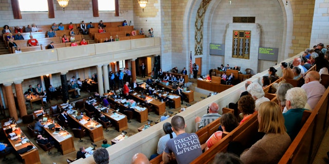 May 27, 2015: Nebraska lawmakers debate in Lincoln, Neb., whether to override a veto of a death penalty repeal bill.