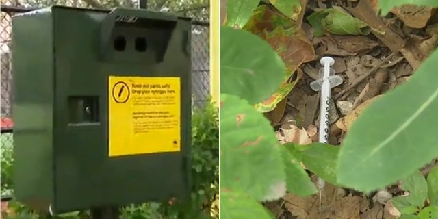 Concerned residents say that the needle drop-off boxes send out mixed messages about drug use.