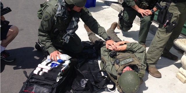 Doctor Michael Neeki participates in a training exercise.