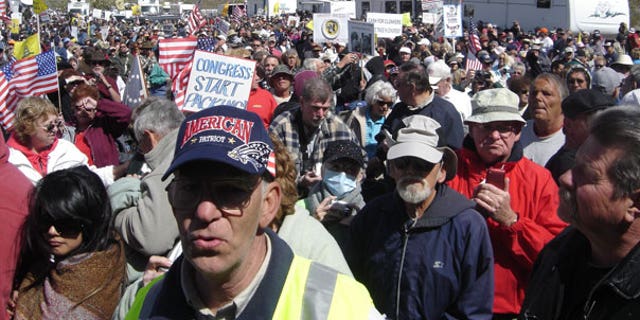 March 27: An estimated 9,000 Tea Party activists rallied in Searchlight, Nev., hometown of Senate Majority Leader Harry Reid, as the movement's 'Tea Party Express' kicked off its 42-city, cross country rally. (FoxNews.com)