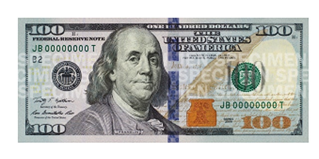 The new $100 bill, seen above, is the latest denomination of U.S. currency to be redesigned and is scheduled to be in circulation beginning on Oct. 8. (U.S. Treasury)
