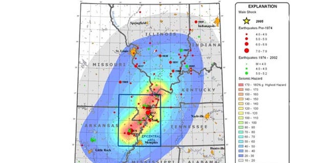 New Madrid Seismic Zone map