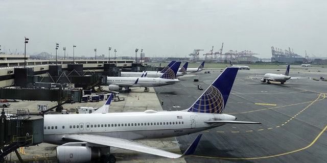 File photo -United Airlines planes are seen on platform at the Newark Liberty International Airport in New Jersey, July 8, 2015. (REUTERS/Eduardo Munoz)