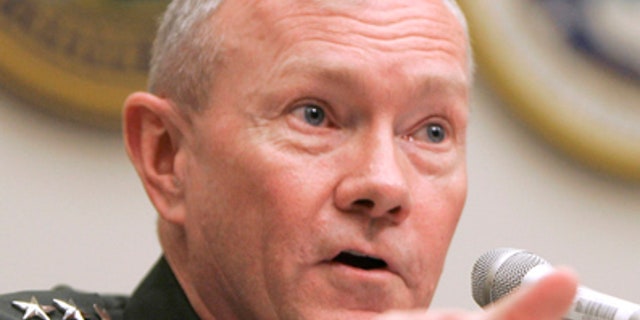 In this June 12, 2007 file photo, Army Lt. Gen. Martin Dempsey testifies on Capitol Hill in Washington. Dempsey, a general who just last month was installed as the Army's top officer has emerged as a surprise front runner in President Barack Obama's search for his next top military adviser, the final move in Obama's drive to reshuffle the upper tier of his national security team. (AP/File)
