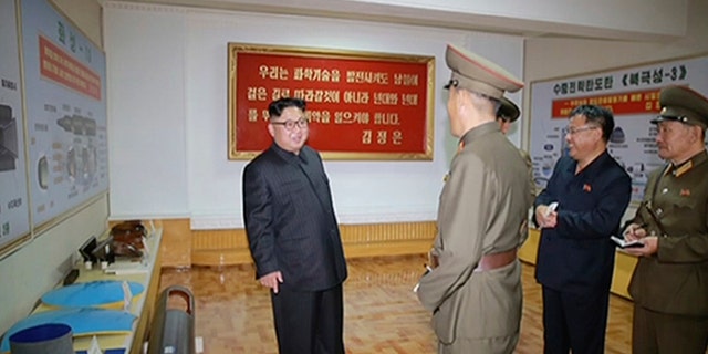 North Korean dictator Kim Jong Un visits the Chemical Material Institute of Academy of Defense Science at an undisclosed location.