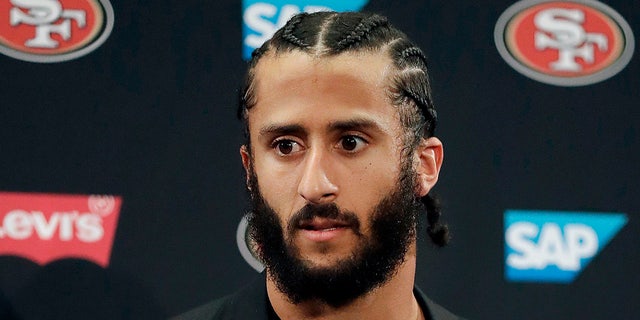 FILE - This Jan. 1, 2017, file photo shows then San Francisco 49ers quarterback Colin Kaepernick speaking at a news conference after the team's NFL football game against the Seattle Seahawks in Santa Clara, Calif. Pete Carroll said the Seattle Seahawks have not closed the door on the possibility of adding Kaepernick to their roster, but how much further they pursue it may depend on the upcoming NFL draft. Reports surfaced earlier this month that Seattle pulled out of a planned workout for Kaepernick. Seattle has been one of the few teams to show interest in Kaepernick following his protests during the national anthem. (AP Photo/Marcio Jose Sanchez, File)