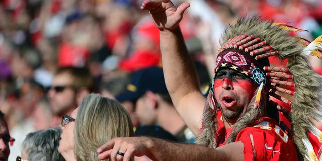 A Kansas City Chiefs fan cheers on his team during the second half against the Jacksonville Jaguars at Arrowhead Stadium. (Jeff Curry-USA TODAY Sports)