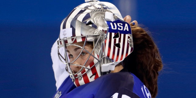 Team USA hockey goalkeeper Nicole Hensley, pictured, has been cleared by the International Olympic Committee to display the Statue of Liberty on her helmet as she competes in the 2018 Winter Games.