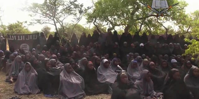 May 12, 2014: File image taken from video by Nigeria's Boko Haram terrorist network, shows the alleged missing girls abducted from the northeastern town of Chibok.