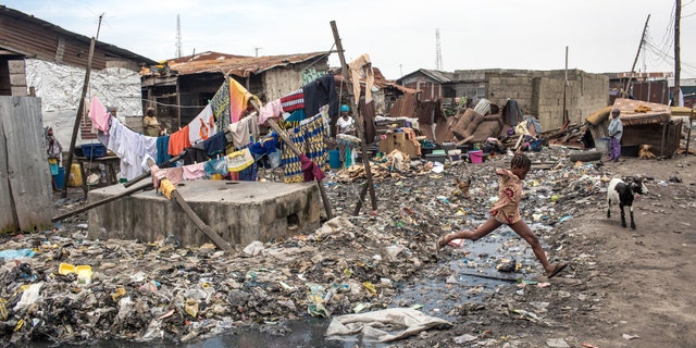 General view of poor sanitation in Ifelodun, Lagos, Nigeria, September 2016