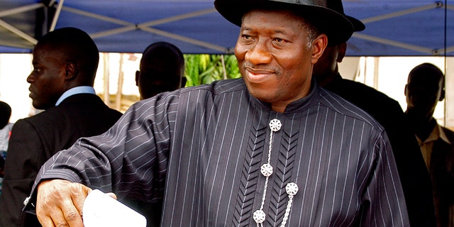 April 16: Nigerian incumbent President Goodluck Jonathan cast his ballot in Otuoke, Nigeria, Saturday. Nigerians chose their president in an election Saturday many hoped would show how Africa's most populous nation could hold a credible vote without the violence and rigging that marred previous ones, though children cast ballots and party officials helped others press their inked fingers to paper. (AP)