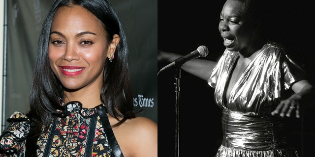 Actress Zoe Saldana (left) and singer Nina Simone.