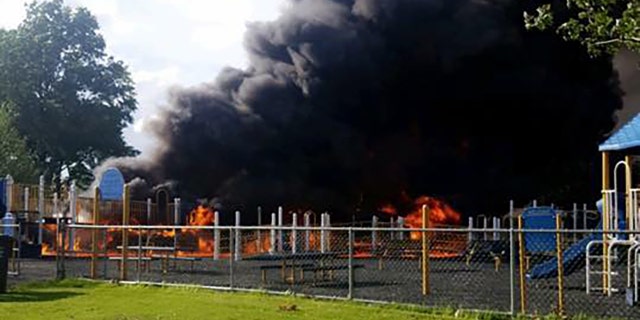 THe special needs playground was set alight Wednesday.