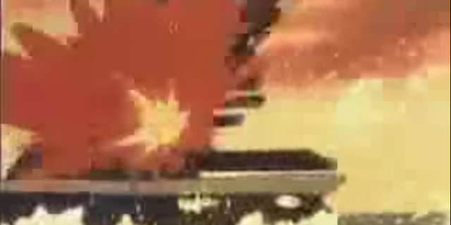 The 1960s North Korean cartoon shows schoolchildren firing missiles at the U.S. Navy.