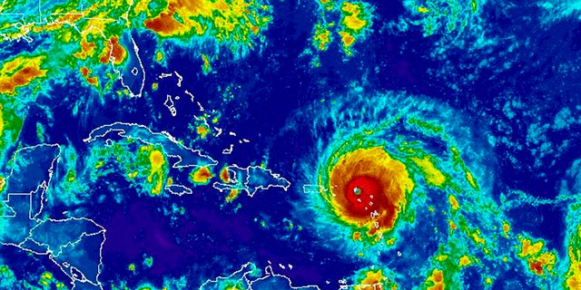 Hurricane Irma as seen moving through the Caribbean.