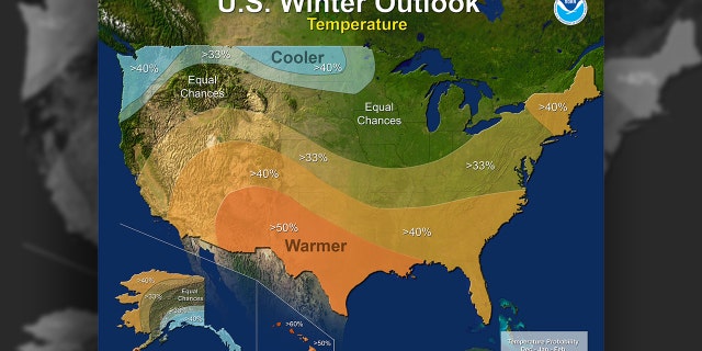The 2017-18 Winter Outlook map for temperature.