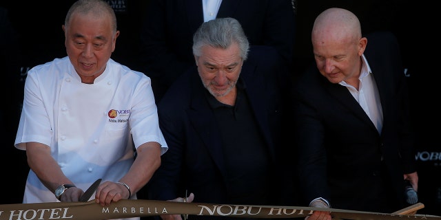 De Niro, seen above with Nobu co-owner Nobu Matsuhisa (left), made the statements during a celebration for the opening of Nobu's newest Spain location last week.