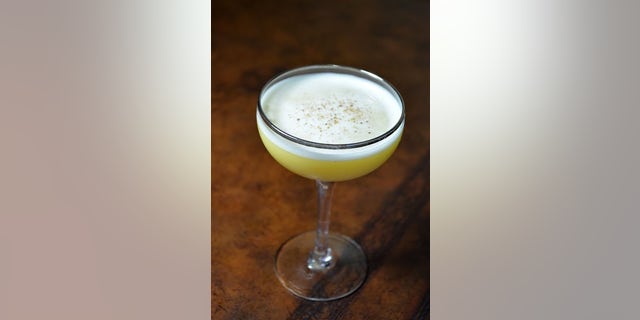 Pumpkin Flip served up in a martini glass.