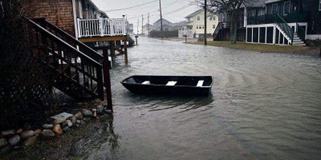 Picture shows the amount of flooding in Scituate, Mass., as a result of the nor'easter.