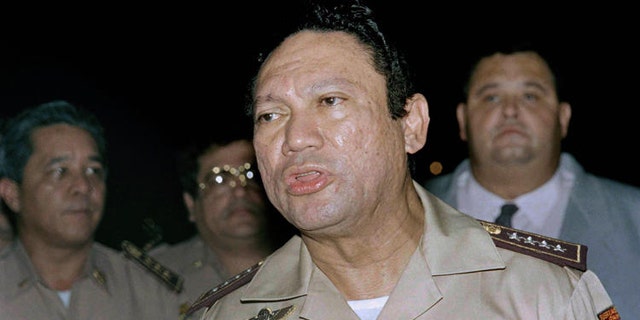 This 1989 photo shows Panama military dictator Manuel Noriega speaking to the media (AP)