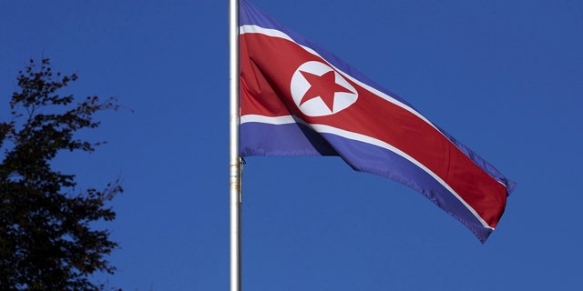File photo - A North Korean flag flies on a mast at the Permanent Mission of North Korea in Geneva Oct. 2, 2014. (REUTERS/Denis Balibouse/File Photo)