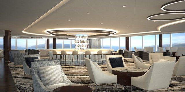 The liner's observation lounge features a 360-degree bar and 180-degree views.