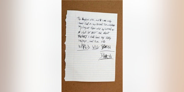 Detectives say they also found a handwritten note in the home of Randall Drake stating “I shall have my bloody revenge"