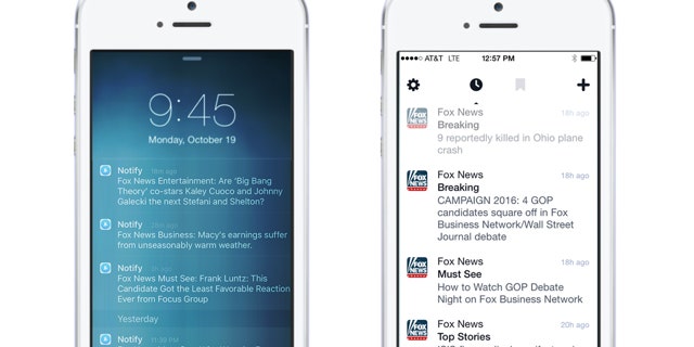 (Screenshot of Facebook's new Notify app)