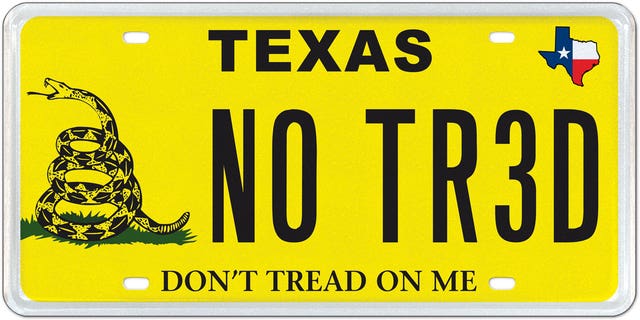 Texas Gadsden 'Don't Tread on Me' license plate