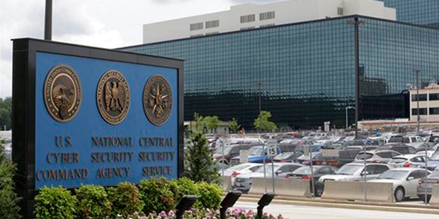 In this file photo, a sign stands outside the National Security Agency (NSA) campus in Fort Meade, Md.