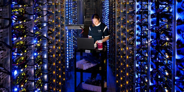 Denise Harwood diagnoses an overheated computer processor at Google's data center in The Dalles, Ore.