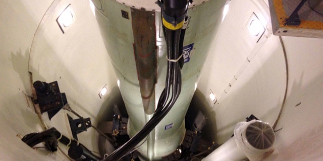 Jan. 9, 2014: This photo shows a mockup of a Minuteman 3 nuclear missile used for training by missile maintenance crews at F. E. Warren Air Force Base, Wyo.