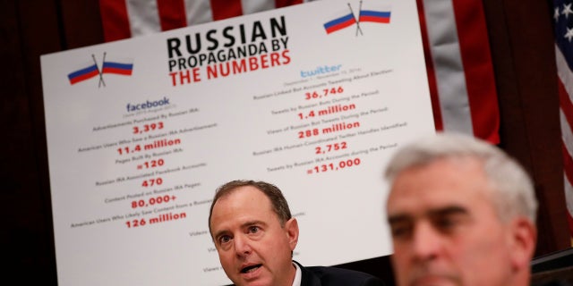 U.S. Rep. Adam Schiff, D-Calif., speaks during a House Intelligence Committee hearing on Capitol Hill in Washington, Nov. 1, 2017.