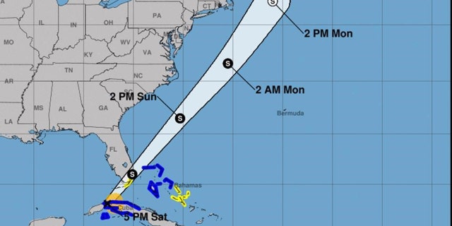 This map shows the track of Tropical Storm Philippe.