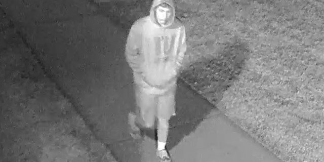 A man wearing a NY Giants sweatshirt was seen at a Long Island high school around the time it was tagged with profane graffiti, police say.