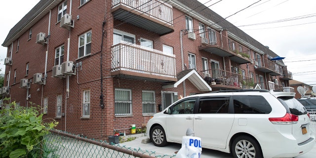 The scene where five people were stabbed in New York City.