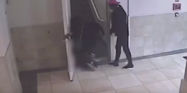 Two attackers are wanted for beating and robbing a 19-year-old pregnant woman.