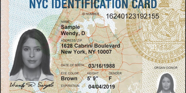 This undated image provided by New York City Hall shows a sample ID card issued by the city. Advocates of last year's municipal ID card program said it would help people living in the country illegally venture out of the shadows. Now some fear it could instead expose them to deportation. Since Donald Trump's presidential election victory, the city is considering destroying the cardholders' personal records. (New York City Hall via AP)