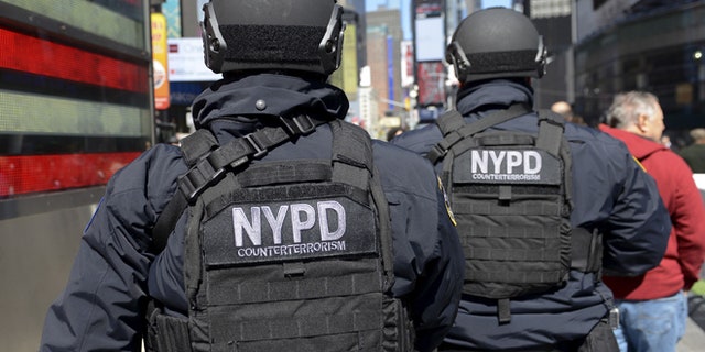 MARCH 22: Members of the NYPD Joint Terrorism Task Force patrol in Times Square.