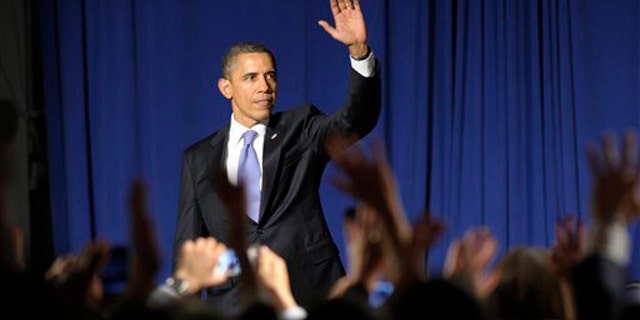 March 1, 2012: President Obama waves to the crowd after speaking at a fundraiser in New York City.