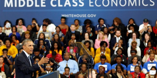 March 26, 2015: President Obama speaks about the economy and payday lending at Lawson State Community College in Birmingham, Ala.